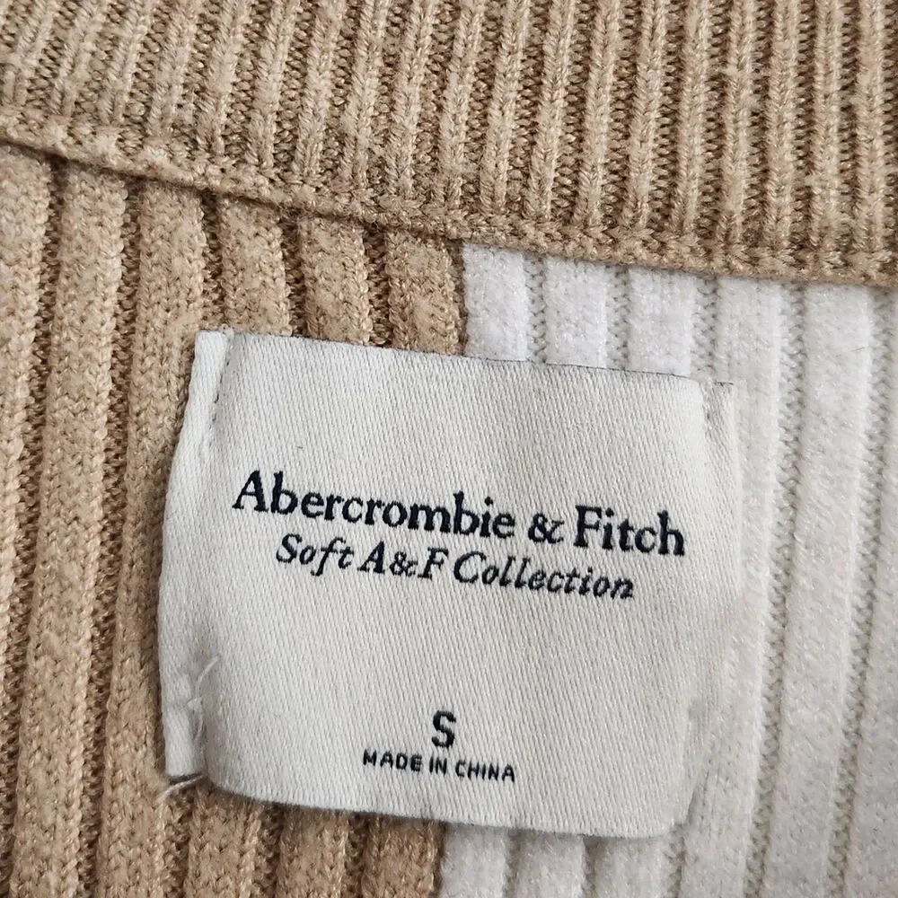 Abercrombie & Fitch‎ Sweater Womens Small Tan Luxeloft Colorblock Pullover Knit